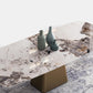 Metal Traditional Luxury Rectangle Table Indoor Sintered Stone Top Table with Pedestal