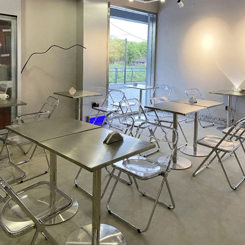 Metal Industrial Square Dining Table Stainless Steel Table for Kitchen and Dining Room Clearhalo 'Dining Tables & Seating' 'Dining Tables' 'dining_table' 'furn' 'furn_dining_table' 'Furniture' 'Kitchen & Dining Furniture' 5661590