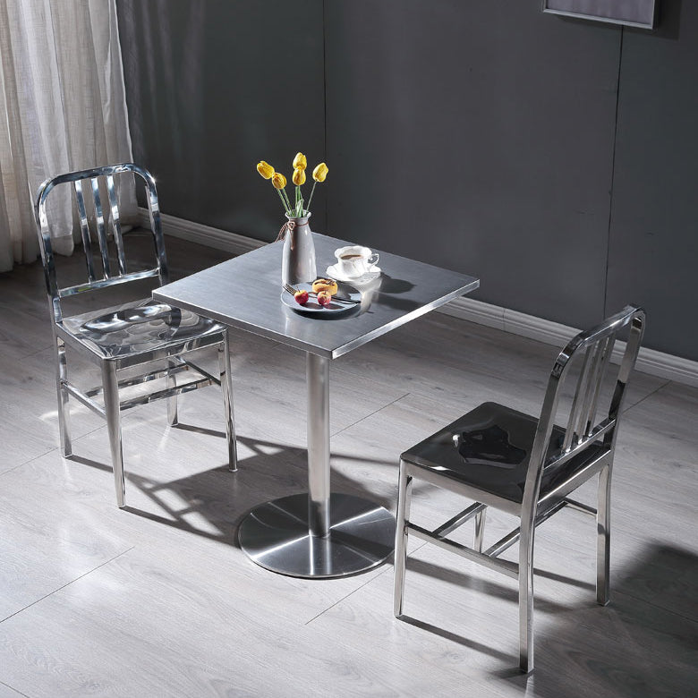 Metal Industrial Square Dining Table Stainless Steel Table for Kitchen and Dining Room Clearhalo 'Dining Tables & Seating' 'Dining Tables' 'dining_table' 'furn' 'furn_dining_table' 'Furniture' 'Kitchen & Dining Furniture' 5661598