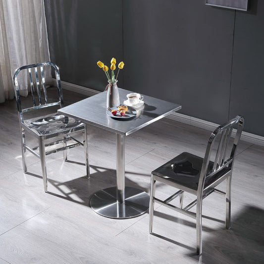 Metal Industrial Square Dining Table Stainless Steel Table for Kitchen and Dining Room Clearhalo 'Dining Tables & Seating' 'Dining Tables' 'dining_table' 'furn' 'furn_dining_table' 'Furniture' 'Kitchen & Dining Furniture' 5661598