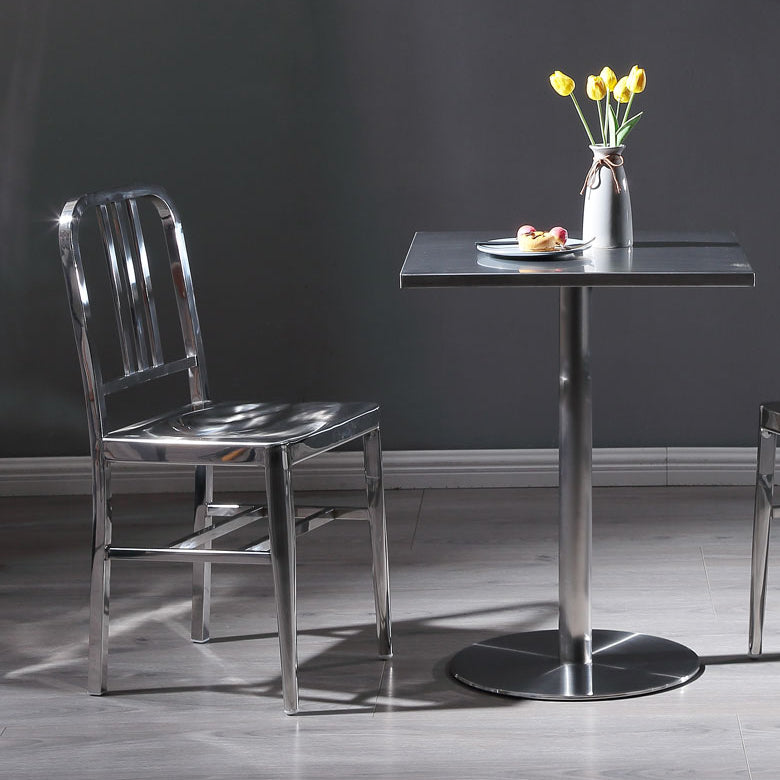 Metal Industrial Square Dining Table Stainless Steel Table for Kitchen and Dining Room Clearhalo 'Dining Tables & Seating' 'Dining Tables' 'dining_table' 'furn' 'furn_dining_table' 'Furniture' 'Kitchen & Dining Furniture' 5661599