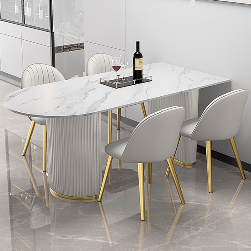 Sintered Stone Dining Table White Traditional Luxury Dining Table 55.1"L x 31.5"W x 29.5"H Without Chairs Clearhalo 'Dining Tables & Seating' 'Dining Tables' 'dining_table' 'furn' 'furn_dining_table' 'Furniture' 'Kitchen & Dining Furniture' 5661632