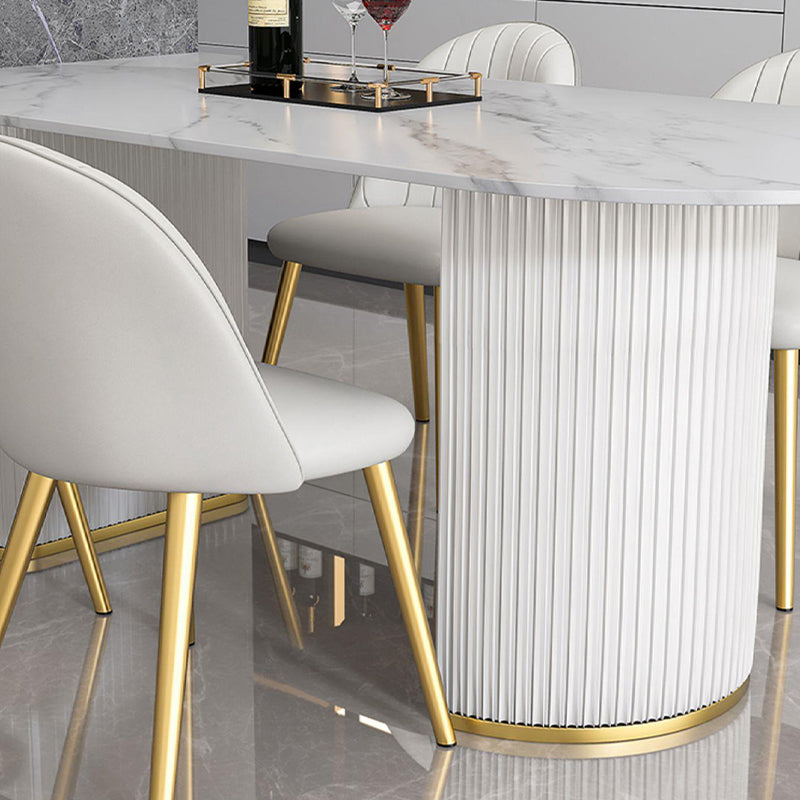 Sintered Stone Dining Table White Traditional Luxury Dining Table Clearhalo 'Dining Tables & Seating' 'Dining Tables' 'dining_table' 'furn' 'furn_dining_table' 'Furniture' 'Kitchen & Dining Furniture' 5661635