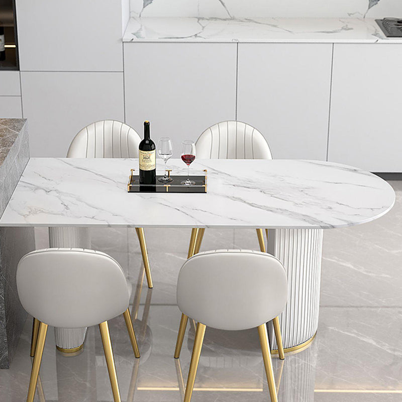 Sintered Stone Dining Table White Traditional Luxury Dining Table Clearhalo 'Dining Tables & Seating' 'Dining Tables' 'dining_table' 'furn' 'furn_dining_table' 'Furniture' 'Kitchen & Dining Furniture' 5661639