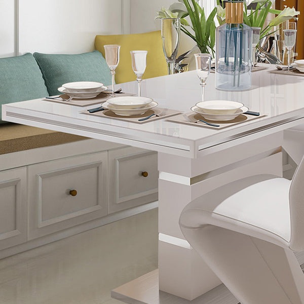 Luxury Artificial Wood Dining Table Rectangle White Table with Metal Pedestal Clearhalo 'Dining Tables & Seating' 'Dining Tables' 'dining_table' 'furn' 'furn_dining_table' 'Furniture' 'Kitchen & Dining Furniture' 5661648