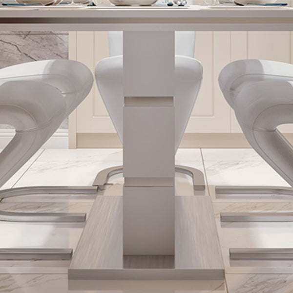 Luxury Artificial Wood Dining Table Rectangle White Table with Metal Pedestal Clearhalo 'Dining Tables & Seating' 'Dining Tables' 'dining_table' 'furn' 'furn_dining_table' 'Furniture' 'Kitchen & Dining Furniture' 5661649
