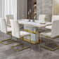 Luxury Sintered Stone Top Table Rectangle Table with Gold Pedestal Clearhalo 'Dining Tables & Seating' 'Dining Tables' 'dining_table' 'furn' 'furn_dining_table' 'Furniture' 'Kitchen & Dining Furniture' 5661655