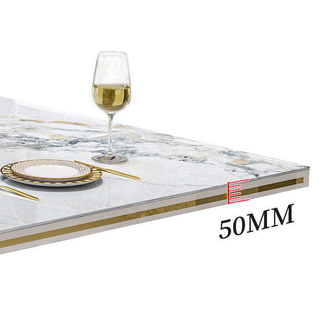 Luxury Sintered Stone Top Table Rectangle Table with Gold Pedestal Clearhalo 'Dining Tables & Seating' 'Dining Tables' 'dining_table' 'furn' 'furn_dining_table' 'Furniture' 'Kitchen & Dining Furniture' 5661660