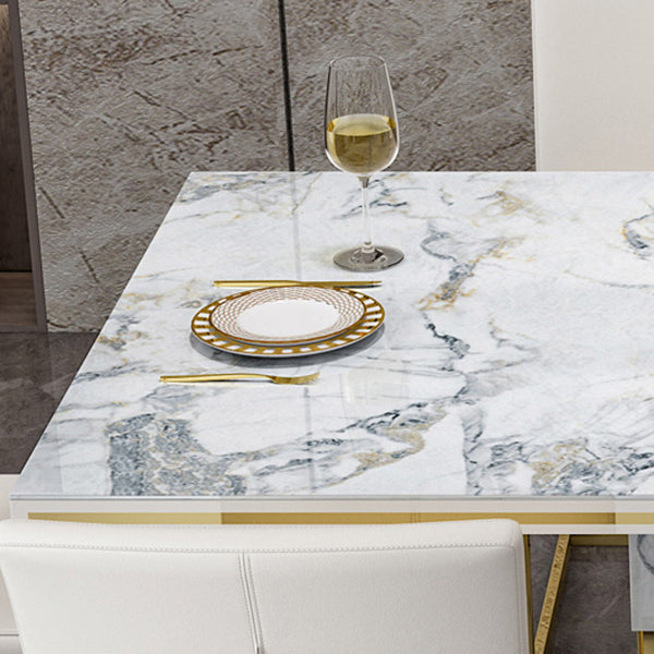 Luxury Sintered Stone Top Table Rectangle Table with Gold Pedestal Clearhalo 'Dining Tables & Seating' 'Dining Tables' 'dining_table' 'furn' 'furn_dining_table' 'Furniture' 'Kitchen & Dining Furniture' 5661661