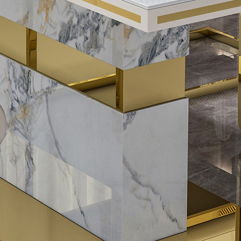 Luxury Sintered Stone Top Table Rectangle Table with Gold Pedestal Clearhalo 'Dining Tables & Seating' 'Dining Tables' 'dining_table' 'furn' 'furn_dining_table' 'Furniture' 'Kitchen & Dining Furniture' 5661663