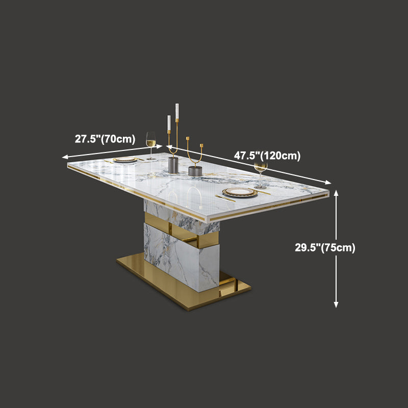 Luxury Sintered Stone Top Table Rectangle Table with Gold Pedestal Clearhalo 'Dining Tables & Seating' 'Dining Tables' 'dining_table' 'furn' 'furn_dining_table' 'Furniture' 'Kitchen & Dining Furniture' 5661664