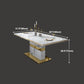 Luxury Sintered Stone Top Table Rectangle Table with Gold Pedestal Clearhalo 'Dining Tables & Seating' 'Dining Tables' 'dining_table' 'furn' 'furn_dining_table' 'Furniture' 'Kitchen & Dining Furniture' 5661665