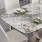 Luxury Sintered Stone Top Table Rectangle Table with Single Pedestal in Rose Gold Clearhalo 'Dining Tables & Seating' 'Dining Tables' 'dining_table' 'furn' 'furn_dining_table' 'Furniture' 'Kitchen & Dining Furniture' 5661714