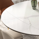 Table ronde en pierre fritrée de luxe extensible avec 4 jambes en bois