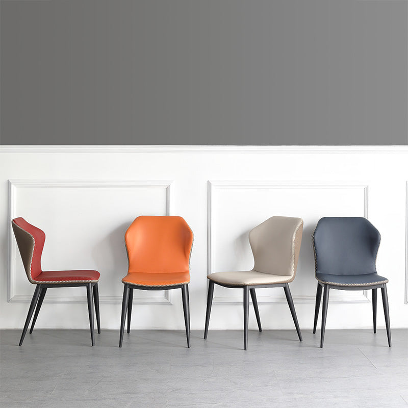 モダンレザーホームサイドチェアマットフィニッシュウィングバックダイニングチェア