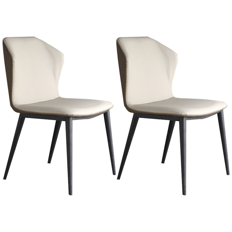 モダンレザーホームサイドチェアマットフィニッシュウィングバックダイニングチェア