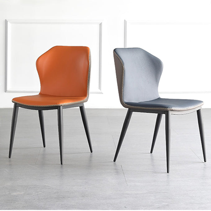 モダンレザーホームサイドチェアマットフィニッシュウィングバックダイニングチェア