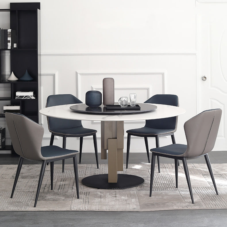 モダンレザーホームサイドチェアマットフィニッシュウィングバックダイニングチェア