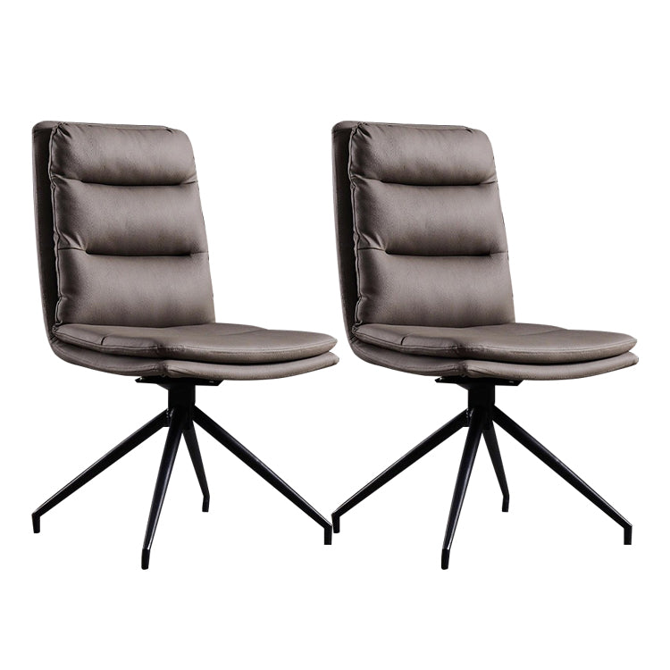Contemporary Dining Room Side Chairs Matte Finish Leather Parsons Armless Chair Grey 2 Piece Set Clearhalo 'Dining Chairs' 'Dining Tables & Seating' 'dining_chair' 'furn' 'furn_dining_chair' 'Furniture' 'Kitchen & Dining Furniture' 5661857