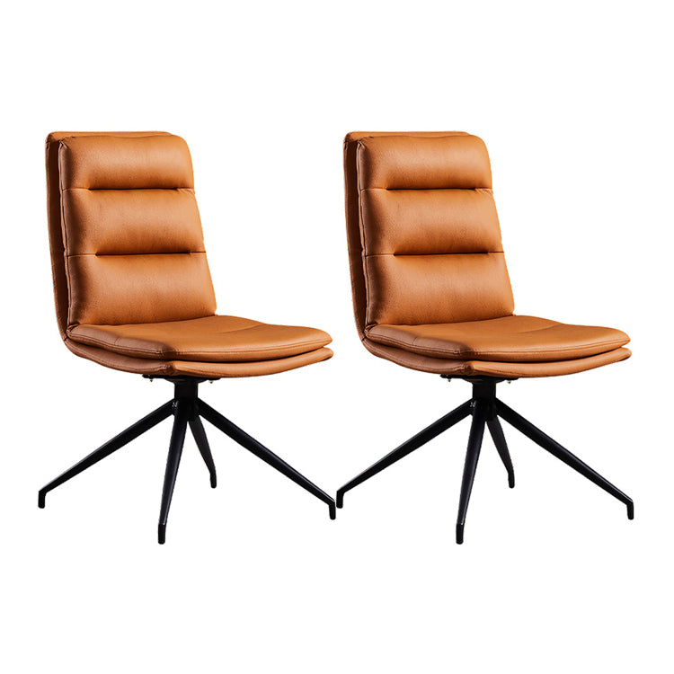 Contemporary Dining Room Side Chairs Matte Finish Leather Parsons Armless Chair Orange 2 Piece Set Clearhalo 'Dining Chairs' 'Dining Tables & Seating' 'dining_chair' 'furn' 'furn_dining_chair' 'Furniture' 'Kitchen & Dining Furniture' 5661858