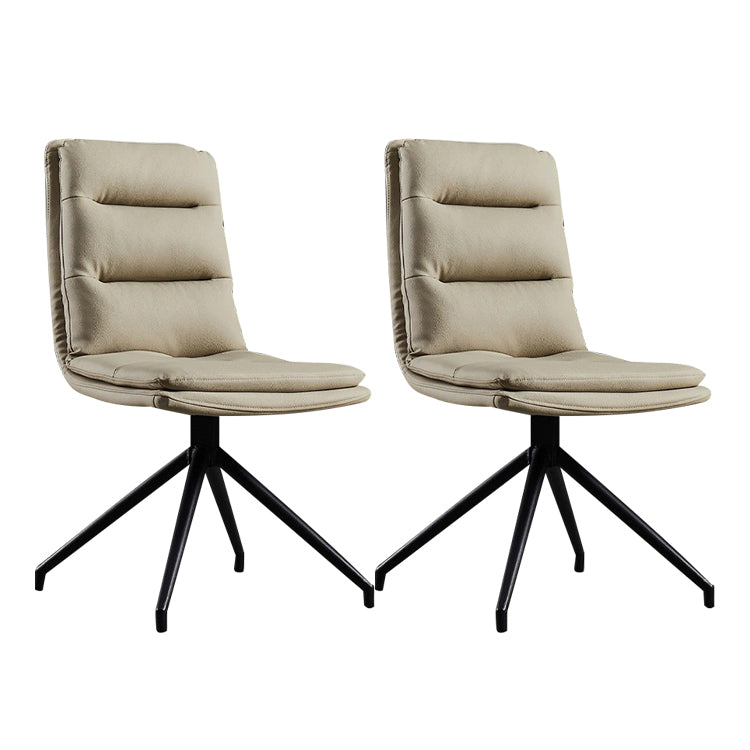 Contemporary Dining Room Side Chairs Matte Finish Leather Parsons Armless Chair Light Gray 2 Piece Set Clearhalo 'Dining Chairs' 'Dining Tables & Seating' 'dining_chair' 'furn' 'furn_dining_chair' 'Furniture' 'Kitchen & Dining Furniture' 5661860