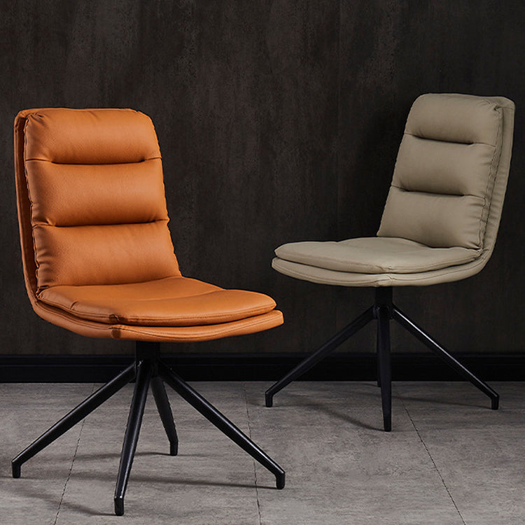 Contemporary Dining Room Side Chairs Matte Finish Leather Parsons Armless Chair Clearhalo 'Dining Chairs' 'Dining Tables & Seating' 'dining_chair' 'furn' 'furn_dining_chair' 'Furniture' 'Kitchen & Dining Furniture' 5661861