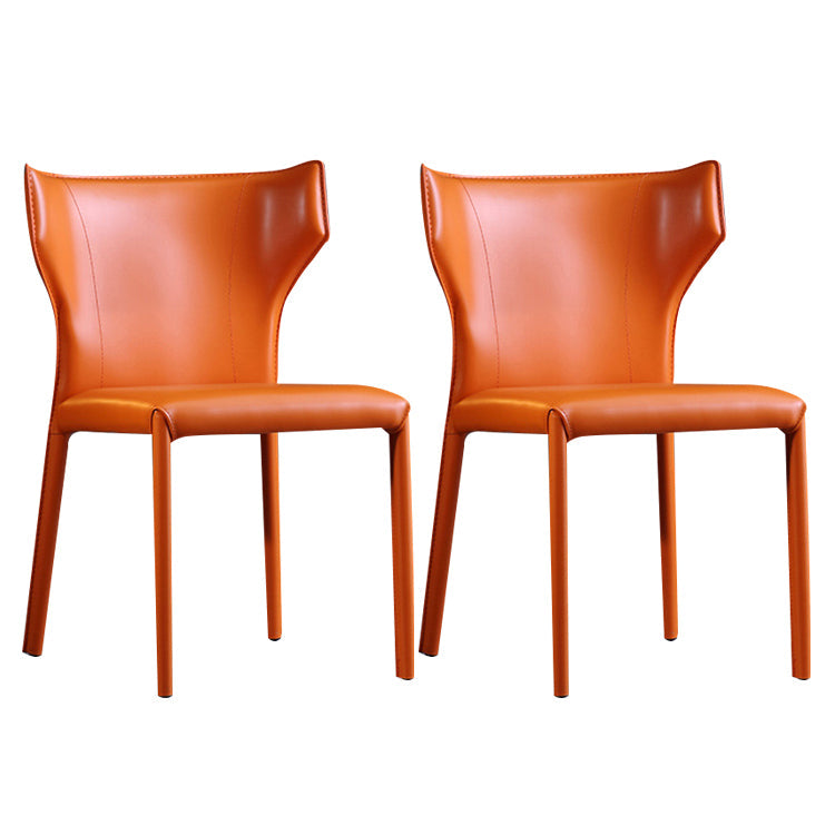 デザイナースタイルのホテルウィングバックチェアレザーマット仕上げダイニングチェア