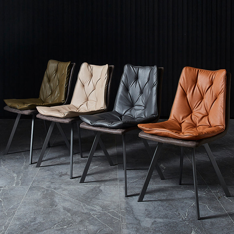 Matte Finish Leather Dining Chair Contemporary Home Solid Back Side Chair