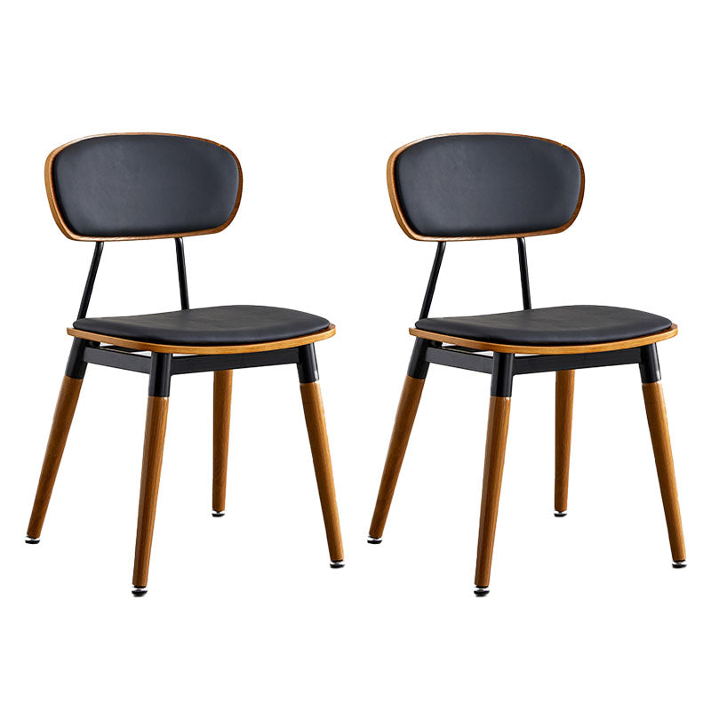 Scandinavian Open Back Dining Chairs Armless Wood Side Chairs