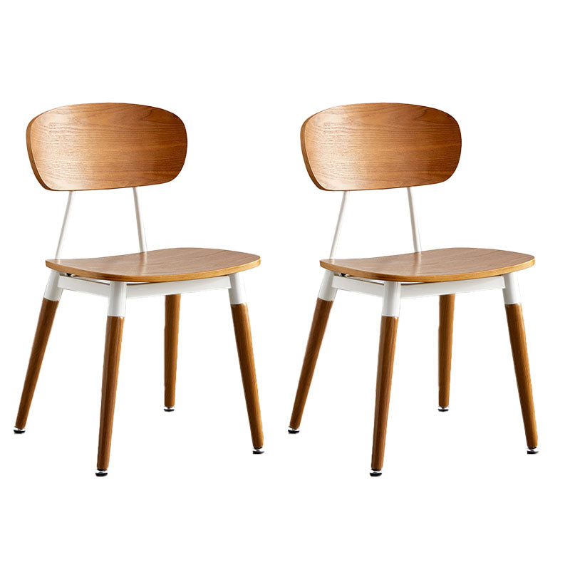 Scandinavian Open Back Dining Chairs Armless Wood Side Chairs