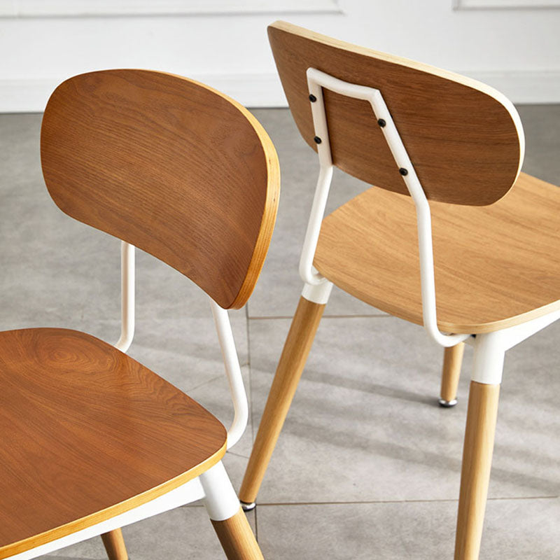 Scandinavian Open Back Dining Chairs Armless Wood Side Chairs