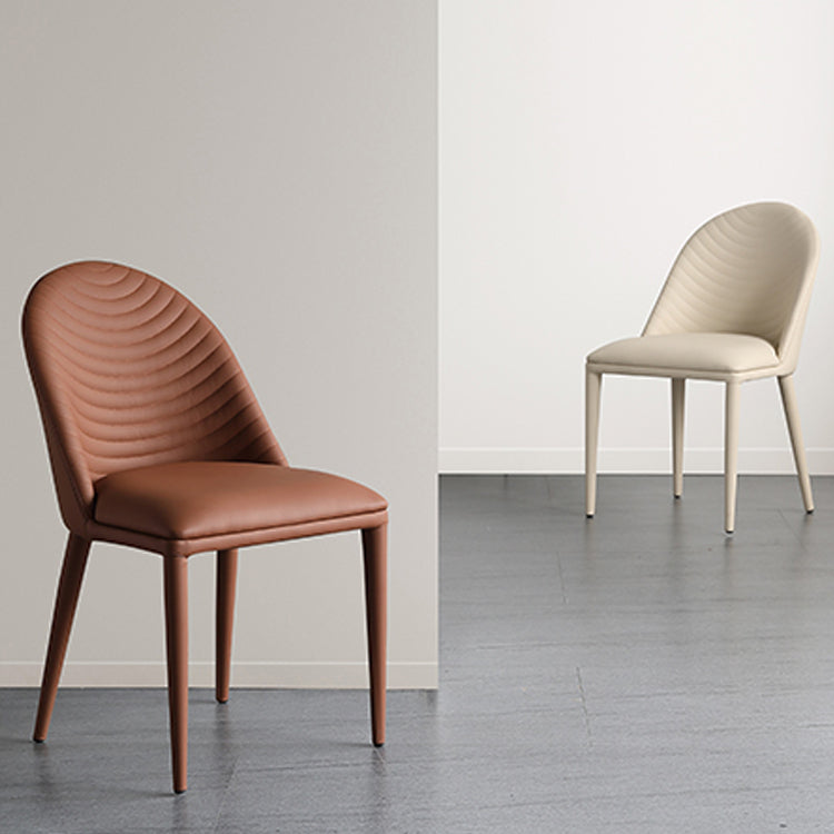 Designer Restaurant Parsons Chair Leather Matte Finish Dining Chair