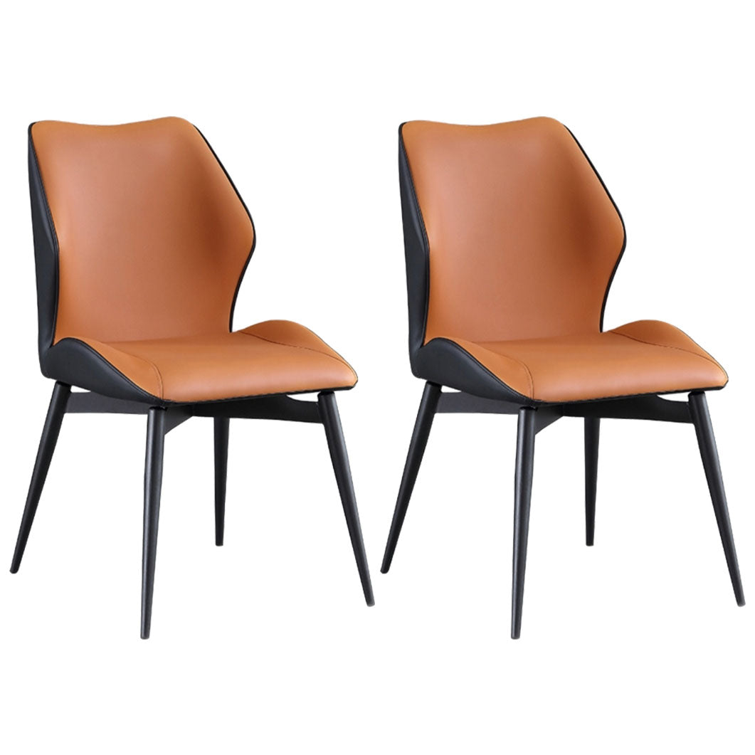 モダンなコーヒーショップウィングバックチェアレザーマット仕上げダイニングチェア