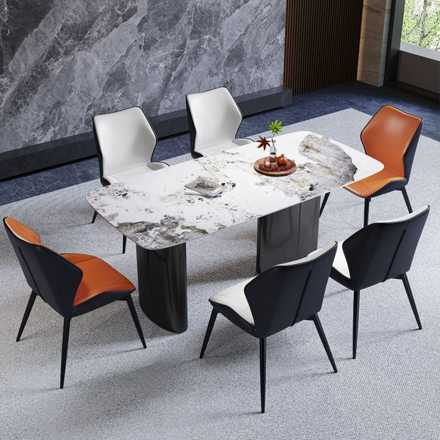 モダンなコーヒーショップウィングバックチェアレザーマット仕上げダイニングチェア