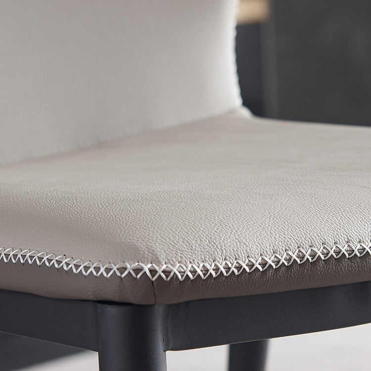 Contemporary Dining Room Chairs Matte Finish Leather Curved Parsons Side Chair