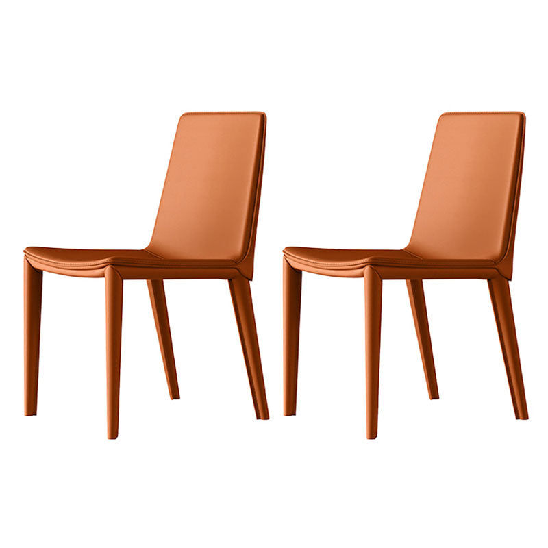 Contemporary Leather Dining Room Chair Armless Metal Side Chair for Home Use