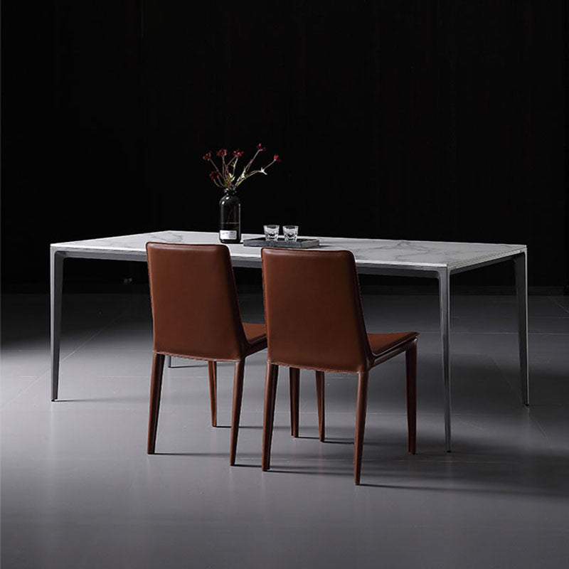 Contemporary Leather Dining Room Chair Armless Metal Side Chair for Home Use