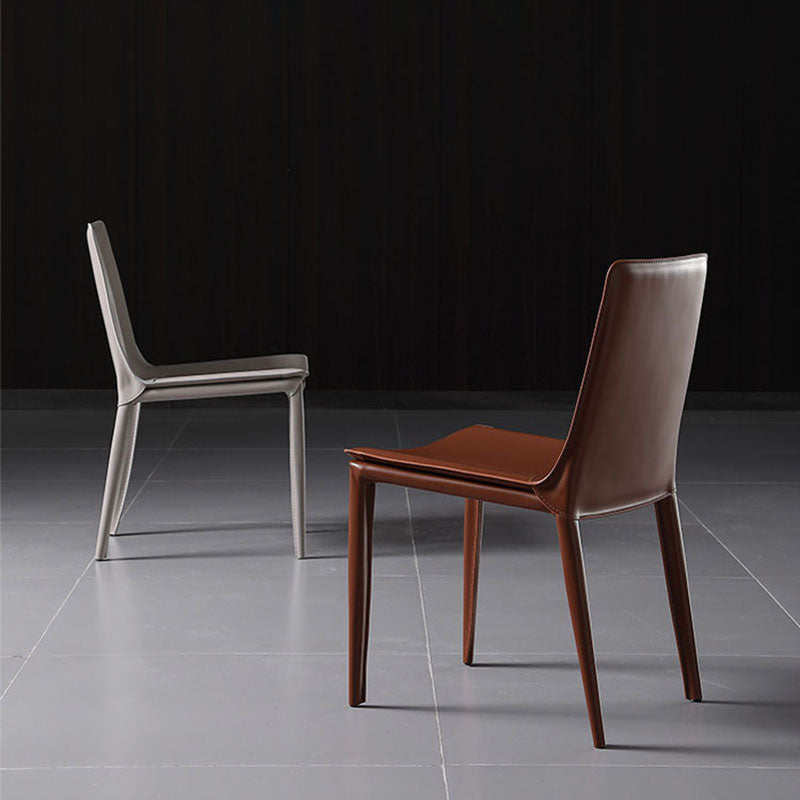 Contemporary Leather Dining Room Chair Armless Metal Side Chair for Home Use