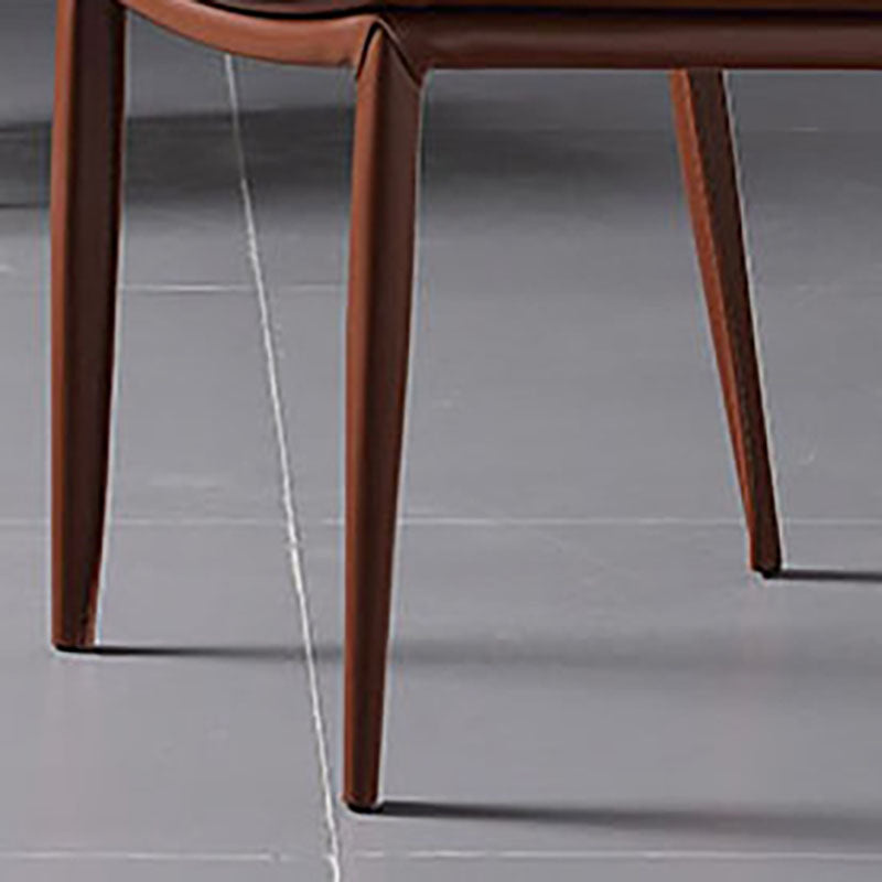 Contemporary Leather Dining Room Chair Armless Metal Side Chair for Home Use