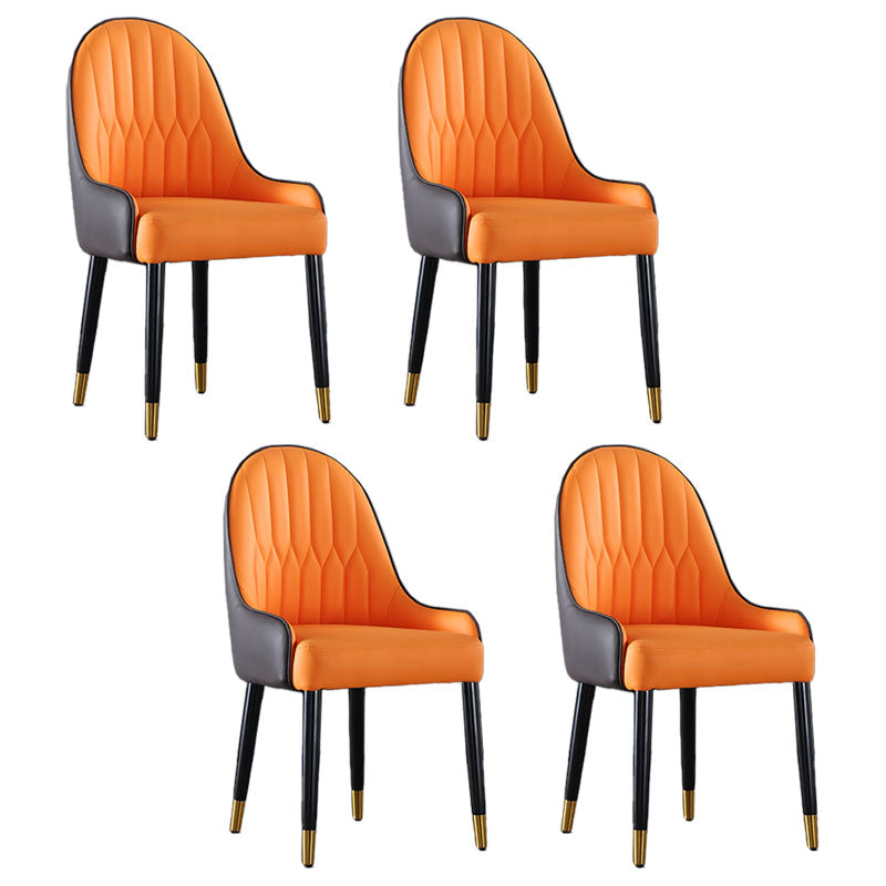 Solid Back Arm Side Chair Scandinavian Design Leather Dining Side Chair Orange 4 Piece Set Clearhalo 'Dining Chairs' 'Dining Tables & Seating' 'dining_chair' 'furn' 'furn_dining_chair' 'Furniture' 'Kitchen & Dining Furniture' 5662159