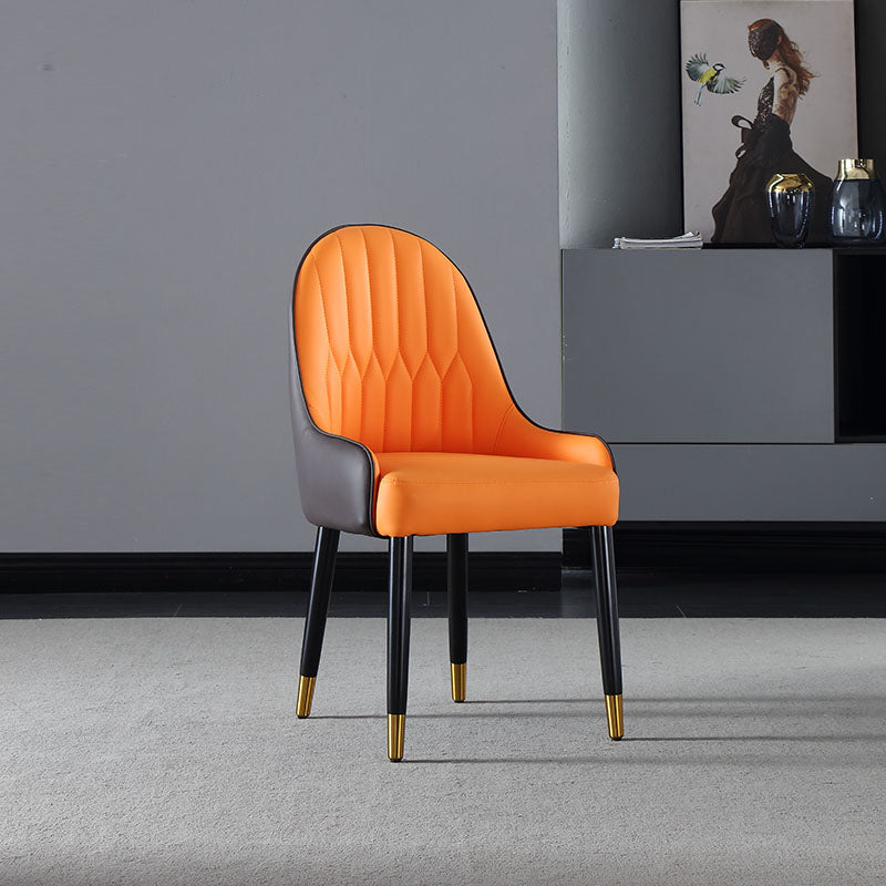 Solid Back Arm Side Chair Scandinavian Design Leather Dining Side Chair Clearhalo 'Dining Chairs' 'Dining Tables & Seating' 'dining_chair' 'furn' 'furn_dining_chair' 'Furniture' 'Kitchen & Dining Furniture' 5662160