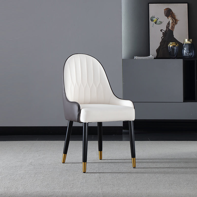 Solid Back Arm Side Chair Scandinavian Design Leather Dining Side Chair White 1 Piece Clearhalo 'Dining Chairs' 'Dining Tables & Seating' 'dining_chair' 'furn' 'furn_dining_chair' 'Furniture' 'Kitchen & Dining Furniture' 5662161