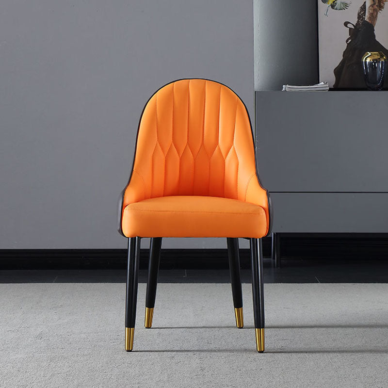 Solid Back Arm Side Chair Scandinavian Design Leather Dining Side Chair Clearhalo 'Dining Chairs' 'Dining Tables & Seating' 'dining_chair' 'furn' 'furn_dining_chair' 'Furniture' 'Kitchen & Dining Furniture' 5662162