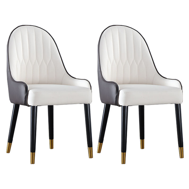 Solid Back Arm Side Chair Scandinavian Design Leather Dining Side Chair White 2 Piece Set Clearhalo 'Dining Chairs' 'Dining Tables & Seating' 'dining_chair' 'furn' 'furn_dining_chair' 'Furniture' 'Kitchen & Dining Furniture' 5662163