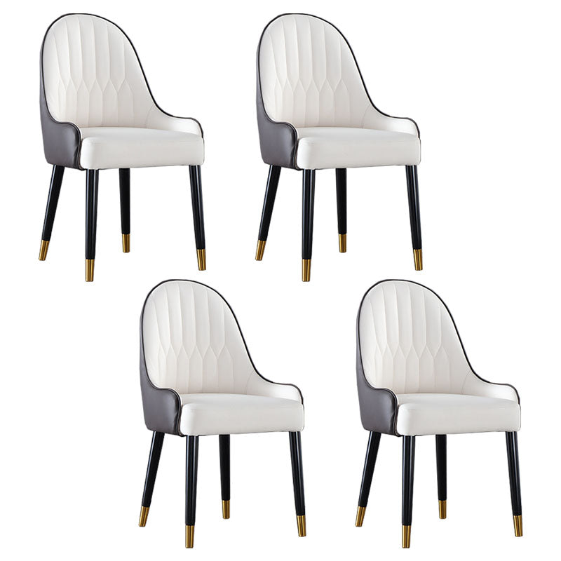 Solid Back Arm Side Chair Scandinavian Design Leather Dining Side Chair White 4 Piece Set Clearhalo 'Dining Chairs' 'Dining Tables & Seating' 'dining_chair' 'furn' 'furn_dining_chair' 'Furniture' 'Kitchen & Dining Furniture' 5662165