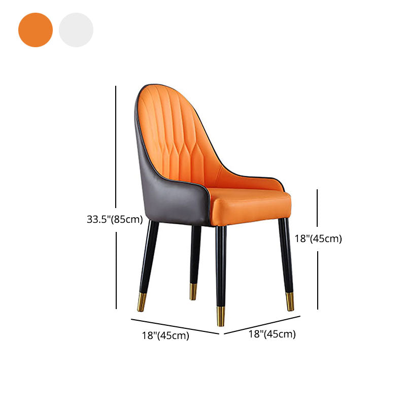 Solid Back Arm Side Chair Scandinavian Design Leather Dining Side Chair Clearhalo 'Dining Chairs' 'Dining Tables & Seating' 'dining_chair' 'furn' 'furn_dining_chair' 'Furniture' 'Kitchen & Dining Furniture' 5662169