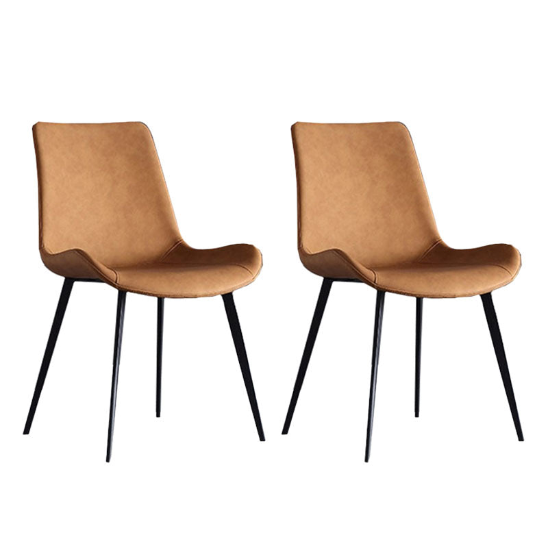 PU Leather Dining Chairs Industrial Style Arm Solid Back Dining Side Chairs Orange 2 Piece Set Clearhalo 'Dining Chairs' 'Dining Tables & Seating' 'dining_chair' 'furn' 'furn_dining_chair' 'Furniture' 'Kitchen & Dining Furniture' 5662171