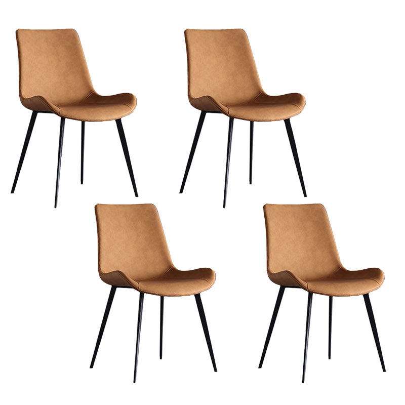 PU Leather Dining Chairs Industrial Style Arm Solid Back Dining Side Chairs Orange 4 Piece Set Clearhalo 'Dining Chairs' 'Dining Tables & Seating' 'dining_chair' 'furn' 'furn_dining_chair' 'Furniture' 'Kitchen & Dining Furniture' 5662173