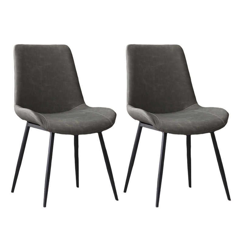 PU Leather Dining Chairs Industrial Style Arm Solid Back Dining Side Chairs Grey 2 Piece Set Clearhalo 'Dining Chairs' 'Dining Tables & Seating' 'dining_chair' 'furn' 'furn_dining_chair' 'Furniture' 'Kitchen & Dining Furniture' 5662177
