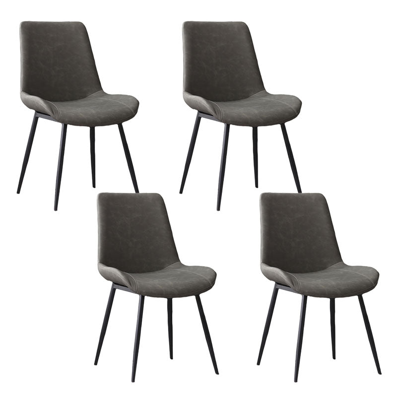 PU Leather Dining Chairs Industrial Style Arm Solid Back Dining Side Chairs Grey 4 Piece Set Clearhalo 'Dining Chairs' 'Dining Tables & Seating' 'dining_chair' 'furn' 'furn_dining_chair' 'Furniture' 'Kitchen & Dining Furniture' 5662179
